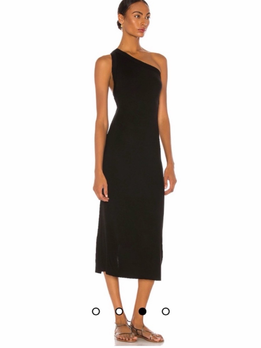 The Line byK One-Shoulder Black Midi Dress Small